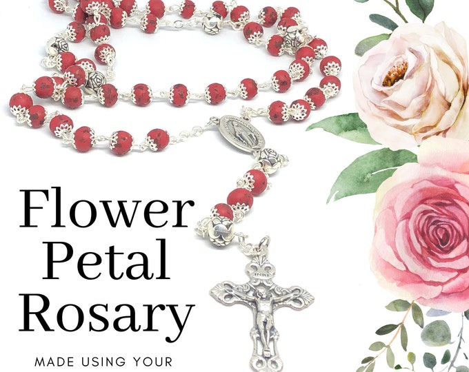 Rosary Made Using YOUR Dried Flowers, Funeral Flowers, Wedding Flowers