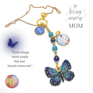 In Memory of Mom Butterfly Suncatcher: Rear View Mirror Memorial
