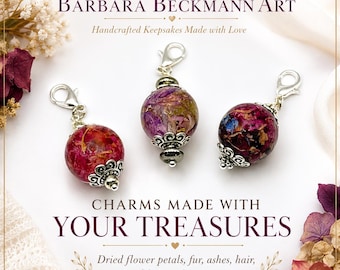 Custom Memorial Keepsake Charm | Dried Flowers, Ashes, Fur & Fabric