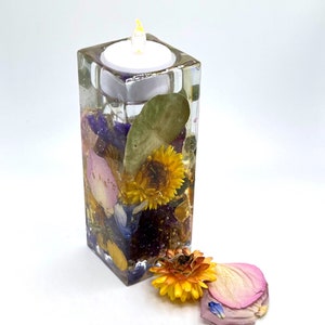 Candle Holder Made Using Your Dried Flowers from memorial service, funeral flowers, casket flowers. Dried Flower Petal Keepsake