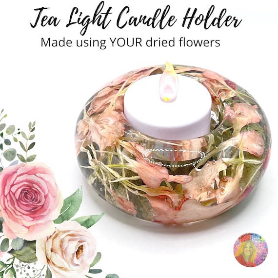 Your Flower Petals in a Resin Tea Light Candle Made Using Your
