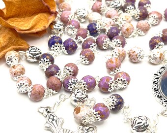 Ombre Dried Flower Rosary, Custom Rosary From Your Funeral Flowers