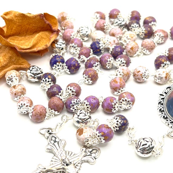 Ombre Dried Flower Rosary, Custom Rosary From Your Funeral Flowers