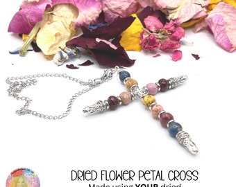 Cross for Rear View Mirror made using YOUR dried flowers, Auto Charm, funeral flowers, wedding, memorial flowers,