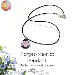 Forget-me-not real flower tear drop pendant, gift for loss, in memory of, sympathy gift