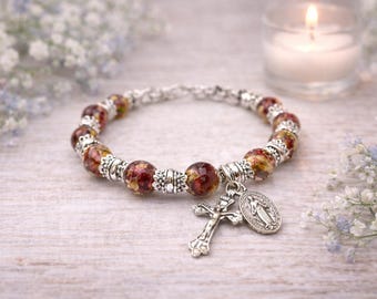 Dried Flower Rosary Bracelet – Resin Floral Bead Keepsake Jewelry, chaplet, YOUR dried flowers
