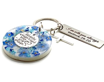 Forget-Me-Not Memorial Keychain • Dried Flower Resin Keepsake