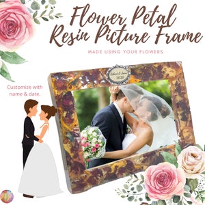 Frame Made Using YOUR Flower Petals in Resin, 46 Photo, Casket Funeral Memorial Flowers, Gift For Loss, Wedding Bride Bouquet Flowers