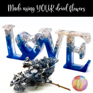 LOVE Keepsake Made Using YOUR Dried Flowers, Funeral Casket Memorial Flowers, Wedding Bride Bouquet Flowers, Wedding keepsake