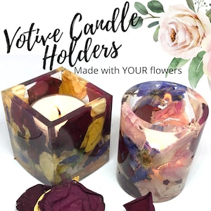 Flower Petal Resin Candle Votives Made Using Your Dried Flowers, funerals, Wedding & More. Custom Made With Your Flowers.