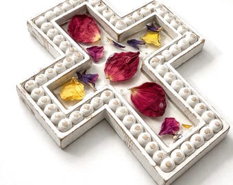 Resin Flower Cross Keepsake, YOUR flowers, Wedding Bouquet Preservation, Memorial Sympathy Gift