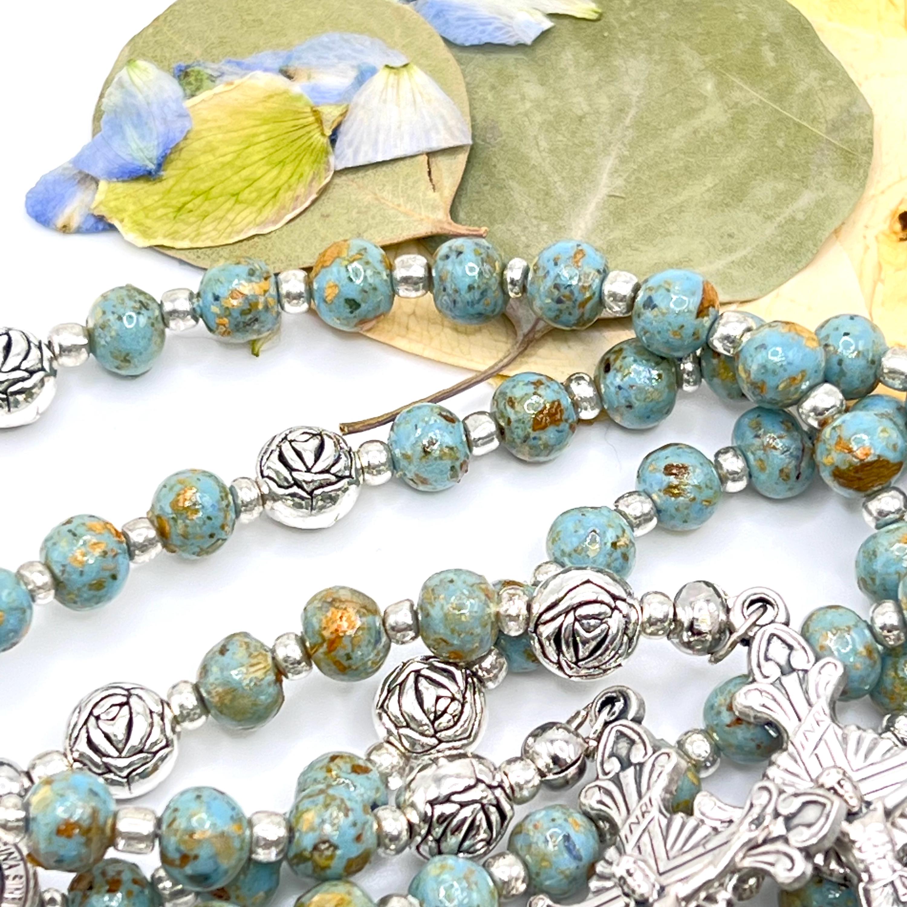 Rosary Made With YOUR Dried Flower Petals, Memorial Casket Funeral