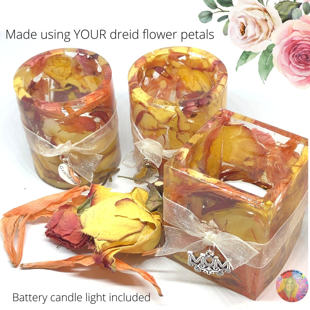 Flower Petal Resin Candle Votives Made Using Your Dried Flowers