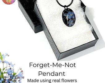 Forget-me-not real flower pendant, gift for loss, in memory of, sympathy gift