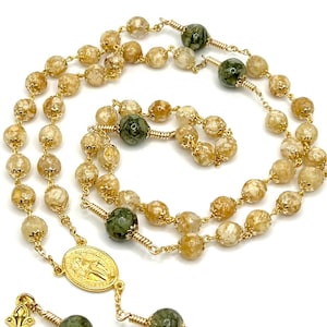 Funeral Flower Rosary with Clear Resin Beads, Custom Rosary from Your Dried Flower Petals, Wedding or Bridal Bouquet Preservation Keepsake