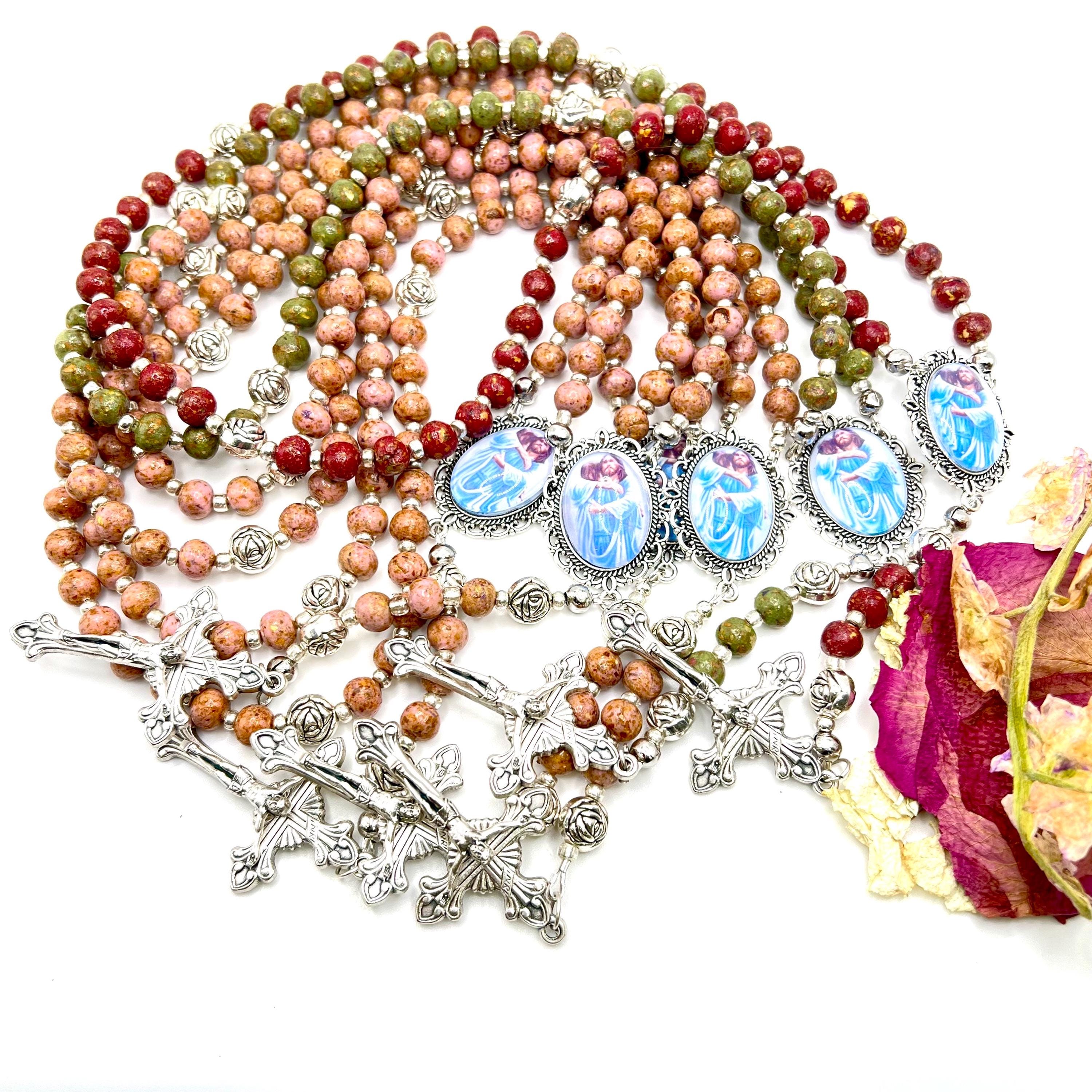 Rosary Made With YOUR Dried Flower Petals, Memorial Casket Funeral