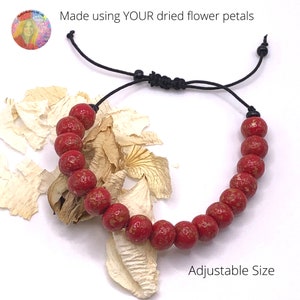 Männer / Frauen Armband hergestellt mit IHREN Blütenblättern, Schatulle Beerdigung Gedenkblumen, Geschenk für Verlust, Hochzeit Brautstrauß Blumenschmuck