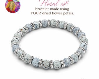 Personalized Dried Flower Petal Bracelet, Wedding Bouquet Memorial Keepsake
