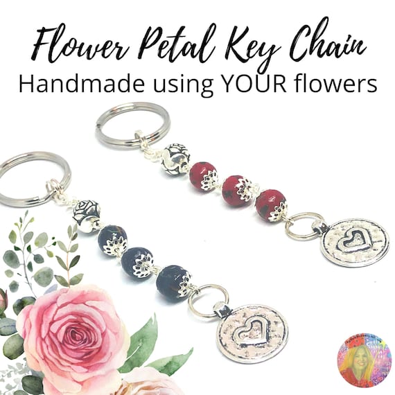Flower Petal Keepsake Keychain Made Using YOUR Dried Flower Petals