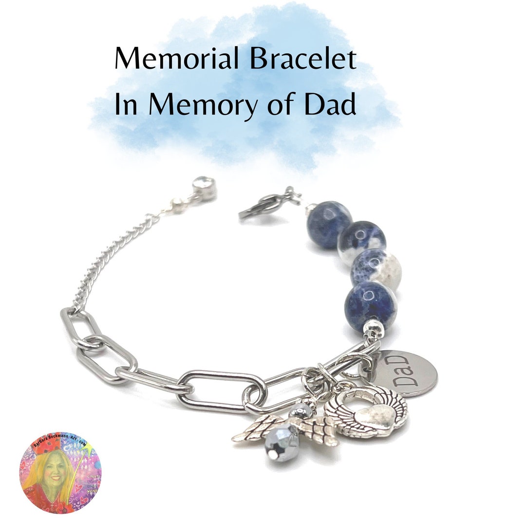 Silver Loss of Dad Bracelet Dad in Memory Jewelry Dad in - Etsy | Dad  bracelet, Bangle bracelets with charms, Memorial jewelry