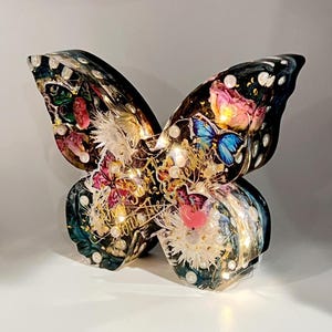Butterfly Memorial Keepsake | Sympathy Gift | &quot;Now She Flies with the Butterflies&quot; | Handmade Bereavement Gift, lights up