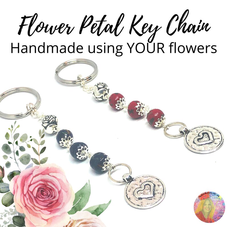 Memorial Flower Keepsake Keychain Funeral Flower Keepsakes Etsy