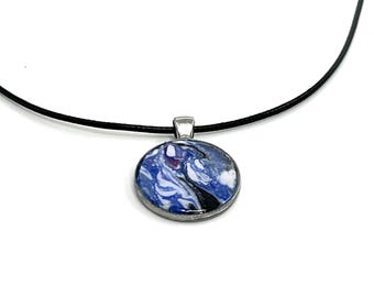 Handmade Abstract Pendant Necklace – Black Cord with Lobster Clasp, Adjustable