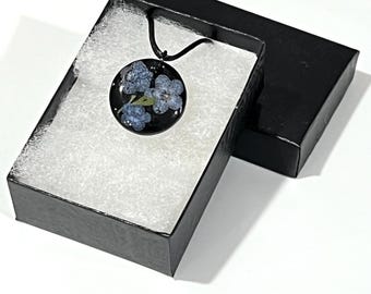 Forget-me-not real flower pendant, gift for loss, in memory of, sympathy gift