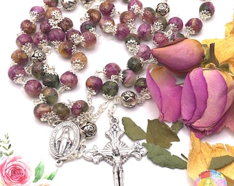 Rosario tradicional con pétalos de flores de resina transparente, hecho con SUS flores, flores conmemorativas para funerales o bodas, recuerdo para conservar.