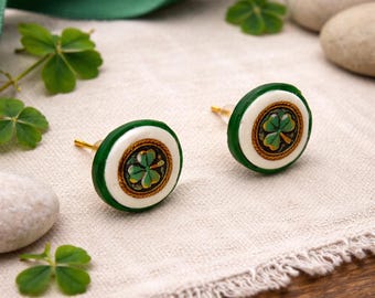 Handmade Shamrock Stud Earrings | Celtic Knotwork Jewelry