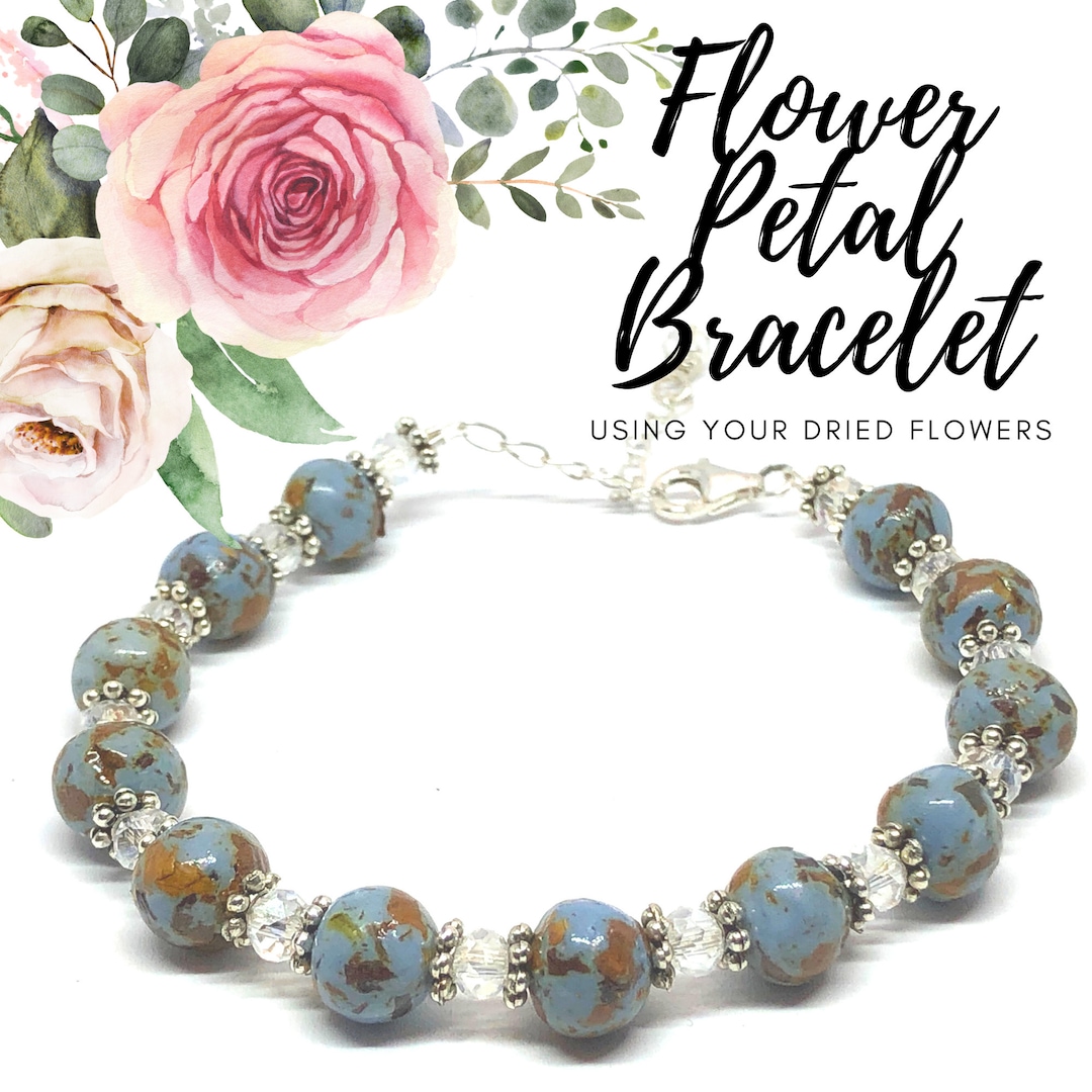 Bracelet Made Using YOUR Dried Flowers, Flowers From Funeral, Wedding Flowers, 925 Silver. Etsy