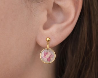 Gold or Silver Bezel Dried Flower Petal Post Earrings Made Using Your Flowers , Custom Memorial & Wedding Keepsake Jewelry