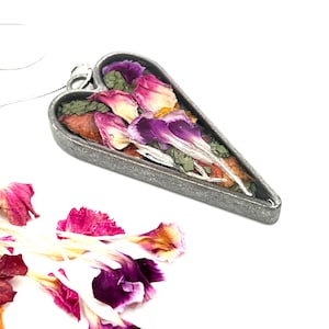 Herz Anhänger Halskette 925S Kette Gemacht mit Ihren Getrockneten Blumen, Schatulle Beerdigung Blumen, Hochzeitsblumen, Brautstrauß, Geschenk für den Verlust