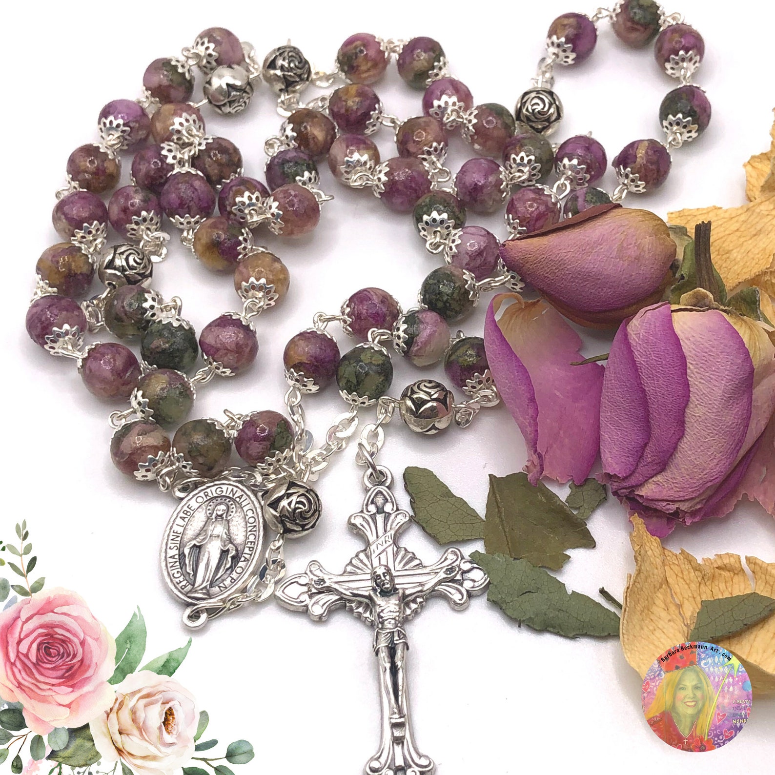 Clear Resin Bead Rosary Made Using Your Dried Flowers, Funeral Flowers