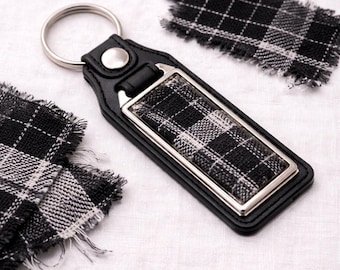 Custom Fabric Memorial Keychain, Leather Resin Keepsake