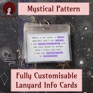 Mystical Pattern - Fully Customisable Lanyard Hidden Disability Medical Information/Access/Communication Cards