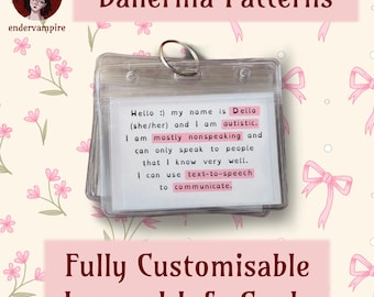 Ballerina Pattern - Fully Customisable Lanyard Hidden Disability Medical Information/Access/Communication Cards