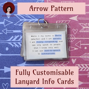 Arrow Pattern - Fully Customisable Lanyard Hidden Disability Medical Information/Access/Communication Cards