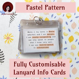 Pastel Pattern - Fully Customisable Lanyard Hidden Disability Medical Information/Access/Communication Cards