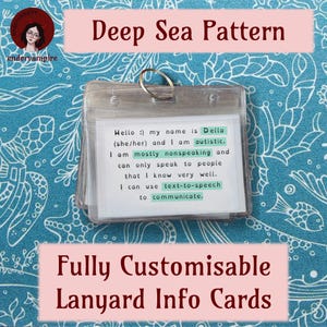 Deep Sea Pattern - Fully Customisable Lanyard Hidden Disability Medical Information/Access/Communication Cards