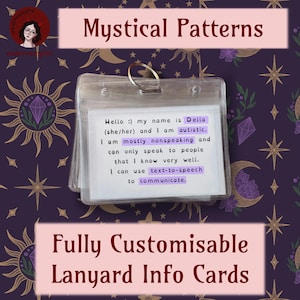 Mystical Pattern - Fully Customisable Lanyard Hidden Disability Medical Information/Access/Communication Cards