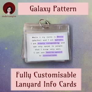 Galaxy Pattern Pattern - Fully Customisable Lanyard Hidden Disability Medical Information/Access/Communication Cards