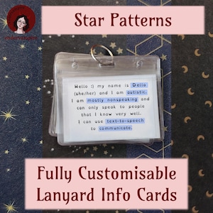 Star Pattern - Fully Customisable Lanyard Hidden Disability Medical Information/Access/Communication Cards