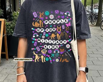 Purple Up for Military Kids Teacher School Dogs Lovers Shirt