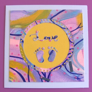 birth card, children's card, handmade card, unique model card, signed card, baby card, birth congratulations card