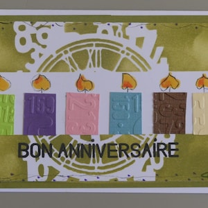 Carte d'anniversaire, carte d'anniversaire fait main, carte anniversaire modèle unique, carte anniversaire signée, illustration bougies