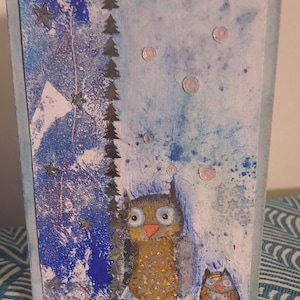 Tarjeta de invierno, tarjeta modelo único, tarjeta hecha a mano, tarjeta firmada, tarjeta de fin de año, navidad, feliz año nuevo, tarjeta con animales, tarjeta linda