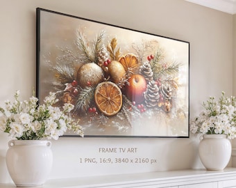 Holiday Frame TV Art, Rustic Still Life Oil Painting (Digital Download)