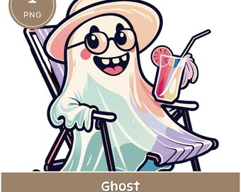 Ghost Clipart PNG: Beach Halloween, Digital Download