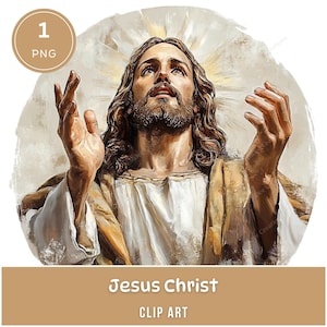 Clipart di Gesù, 1 PNG, Grafica religiosa, cristiana, acquerello per sublimazione, ornamenti rotondi, scrapbooking, adesivi, download digitale